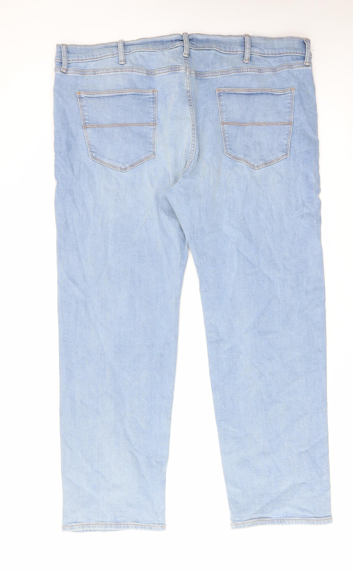 Marks and Spencer Mens Blue Cotton Straight Jeans Size 44 in L31 in Regular Zip