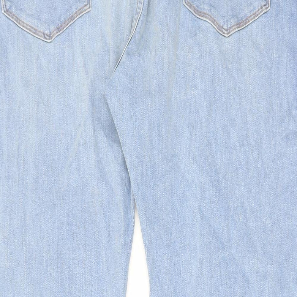 Marks and Spencer Mens Blue Cotton Straight Jeans Size 44 in L31 in Regular Zip
