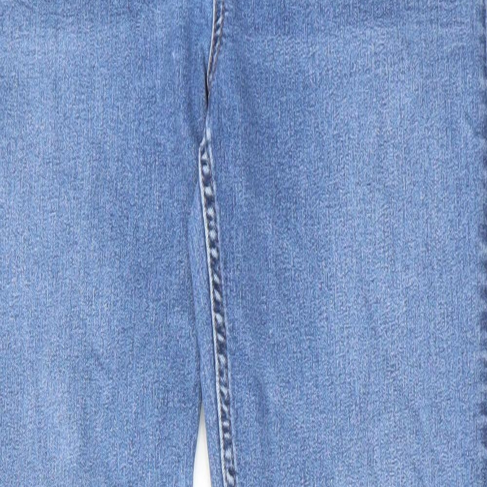 Marks and Spencer Womens Blue Cotton Straight Jeans Size 14 L31 in Regular Zip
