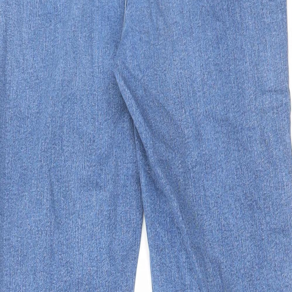 Marks and Spencer Womens Blue Cotton Straight Jeans Size 14 L31 in Regular Zip