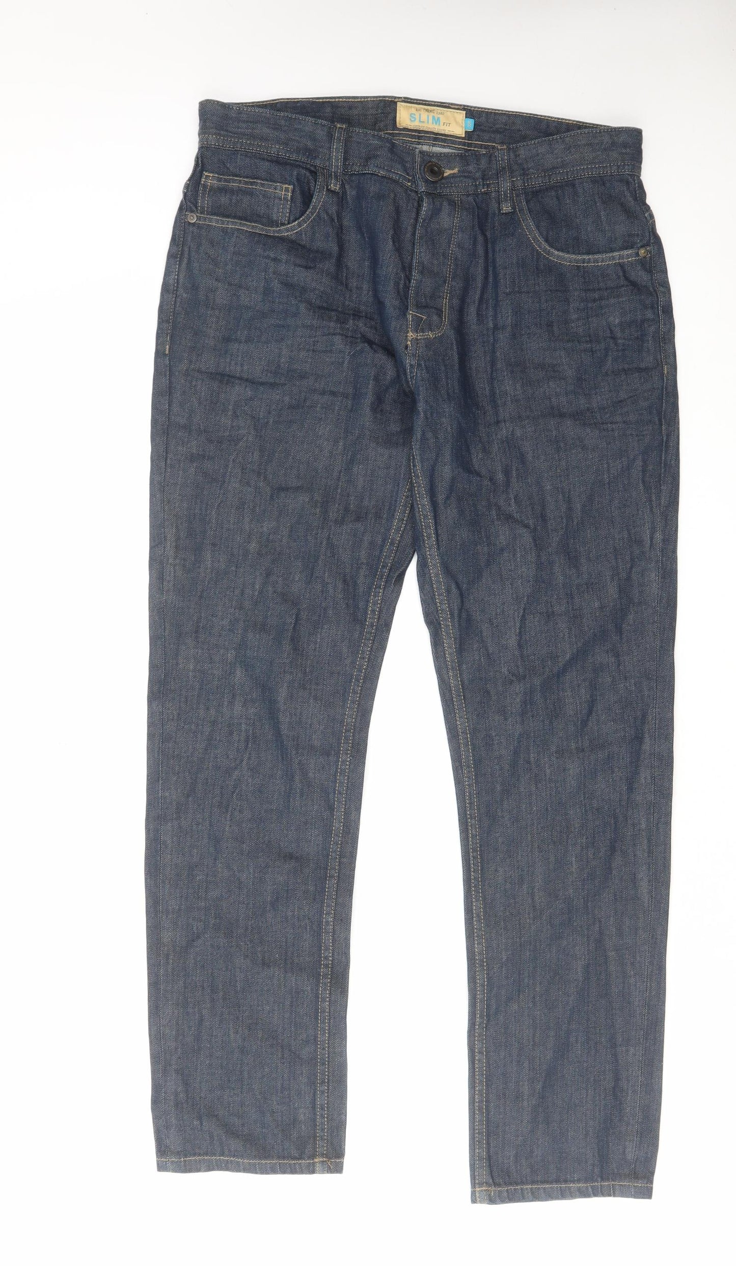 NEXT Mens Blue Cotton Straight Jeans Size 32 in L30 in Slim Button
