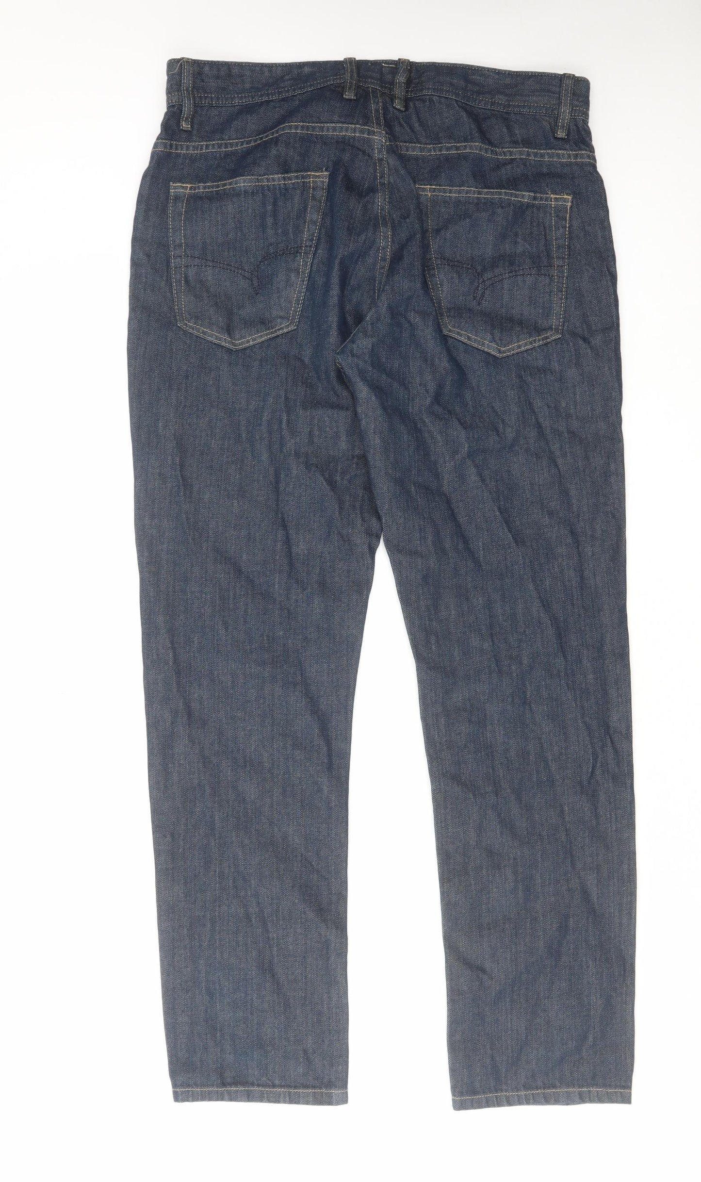 NEXT Mens Blue Cotton Straight Jeans Size 32 in L30 in Slim Button