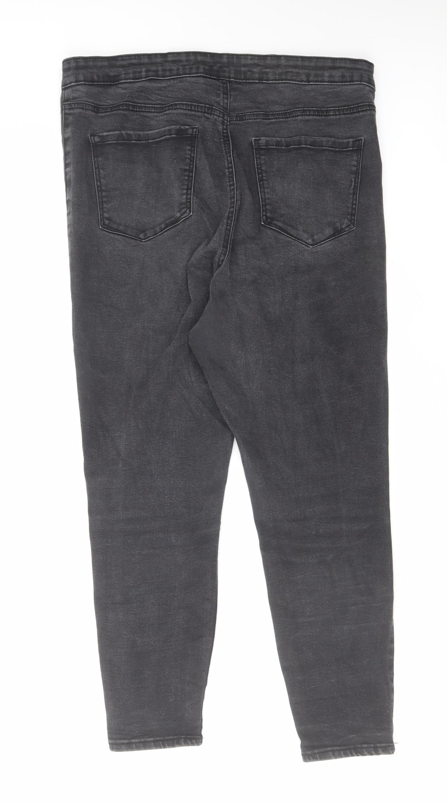 Denim & Co. Womens Grey Cotton Skinny Jeans Size 16 L24 in Regular Zip