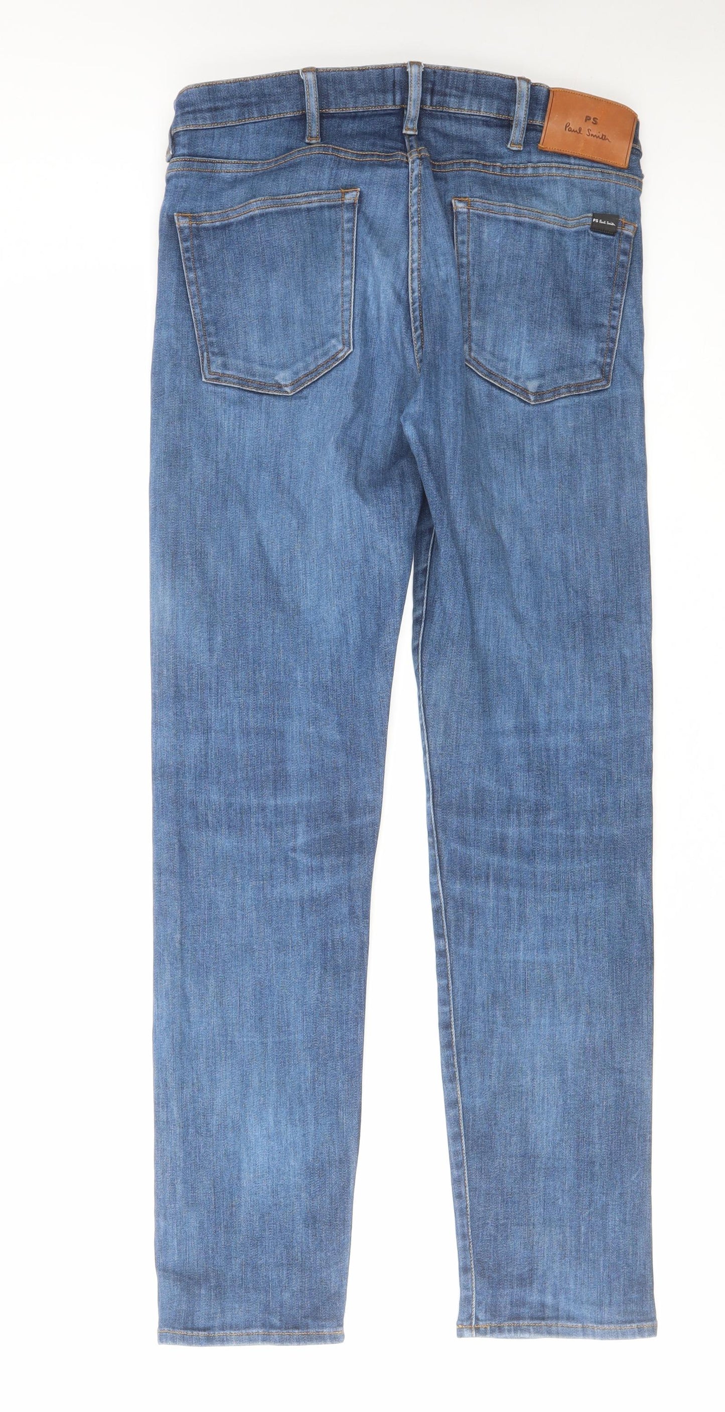 Paul Smith Mens Blue Cotton Straight Jeans Size 30 in L30 in Regular Zip