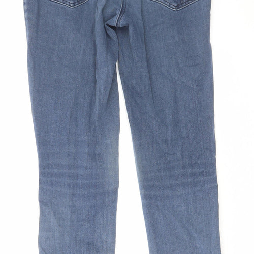 NEXT Womens Blue Cotton Straight Jeans Size 10 L26 in Regular Zip