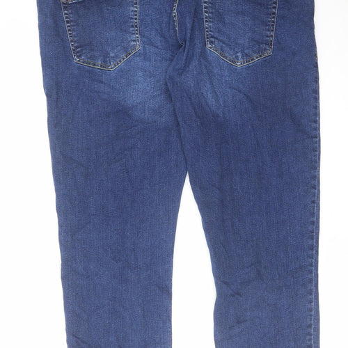 D555 Mens Blue Cotton Straight Jeans Size 46 in L28 in Regular Zip