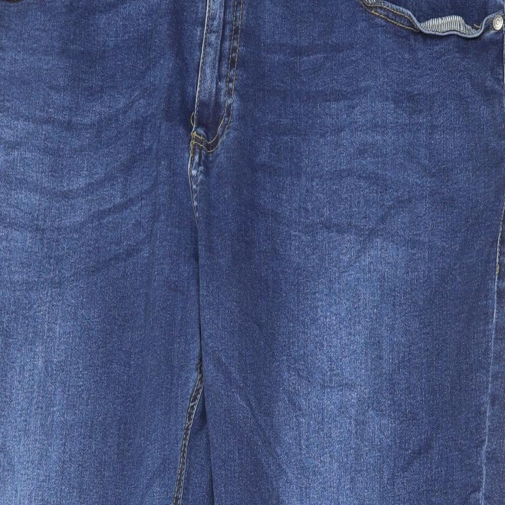 D555 Mens Blue Cotton Straight Jeans Size 46 in L28 in Regular Zip