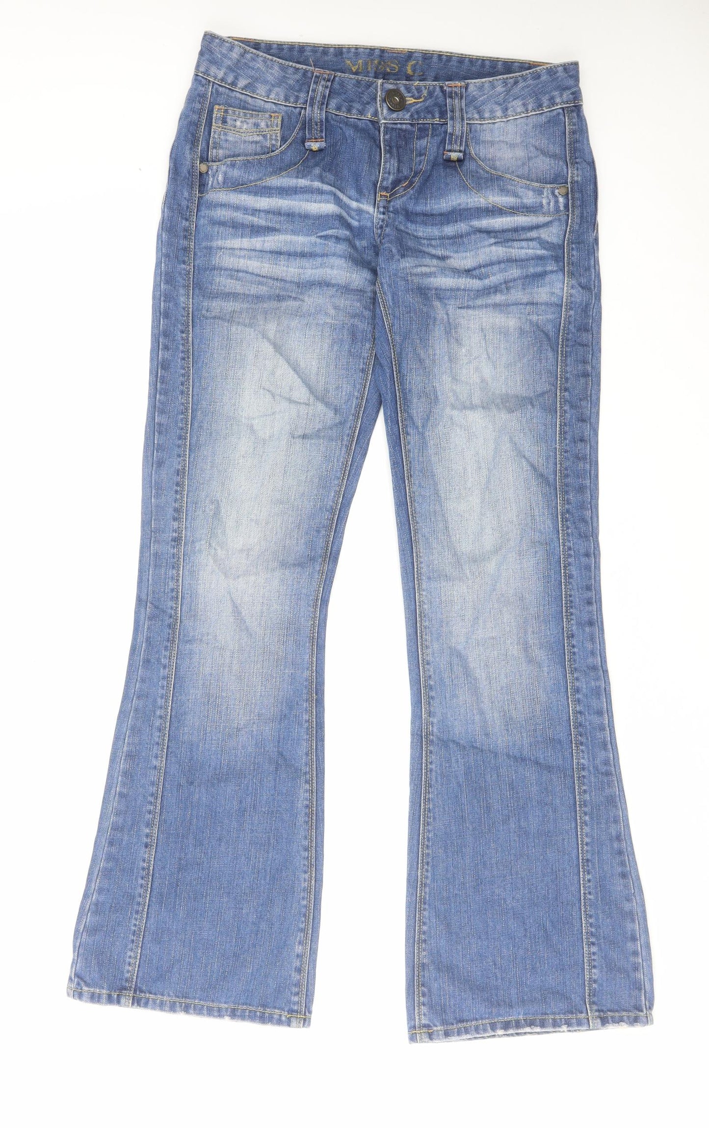 Cherokee Girls Blue Cotton Bootcut Jeans Size 13-14 Years Regular Zip
