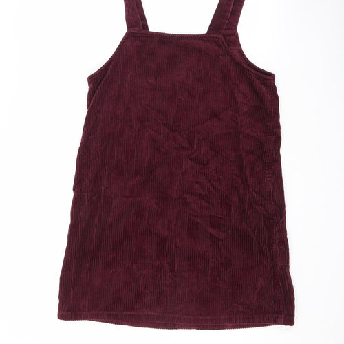 New Look Womens Purple Acetate Pinafore/Dungaree Dress Size 10 Square Neck Pullover