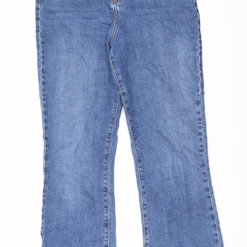 Topshop Womens Blue Cotton Straight Jeans Size 32 in L36 in Regular Zip