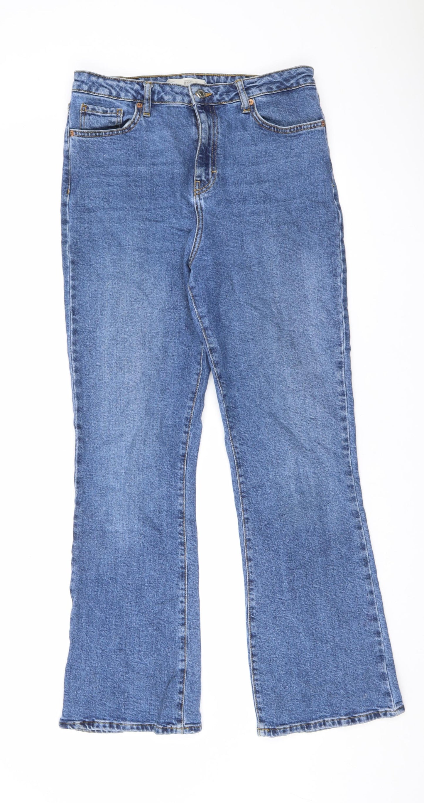 Topshop Womens Blue Cotton Straight Jeans Size 32 in L36 in Regular Zip