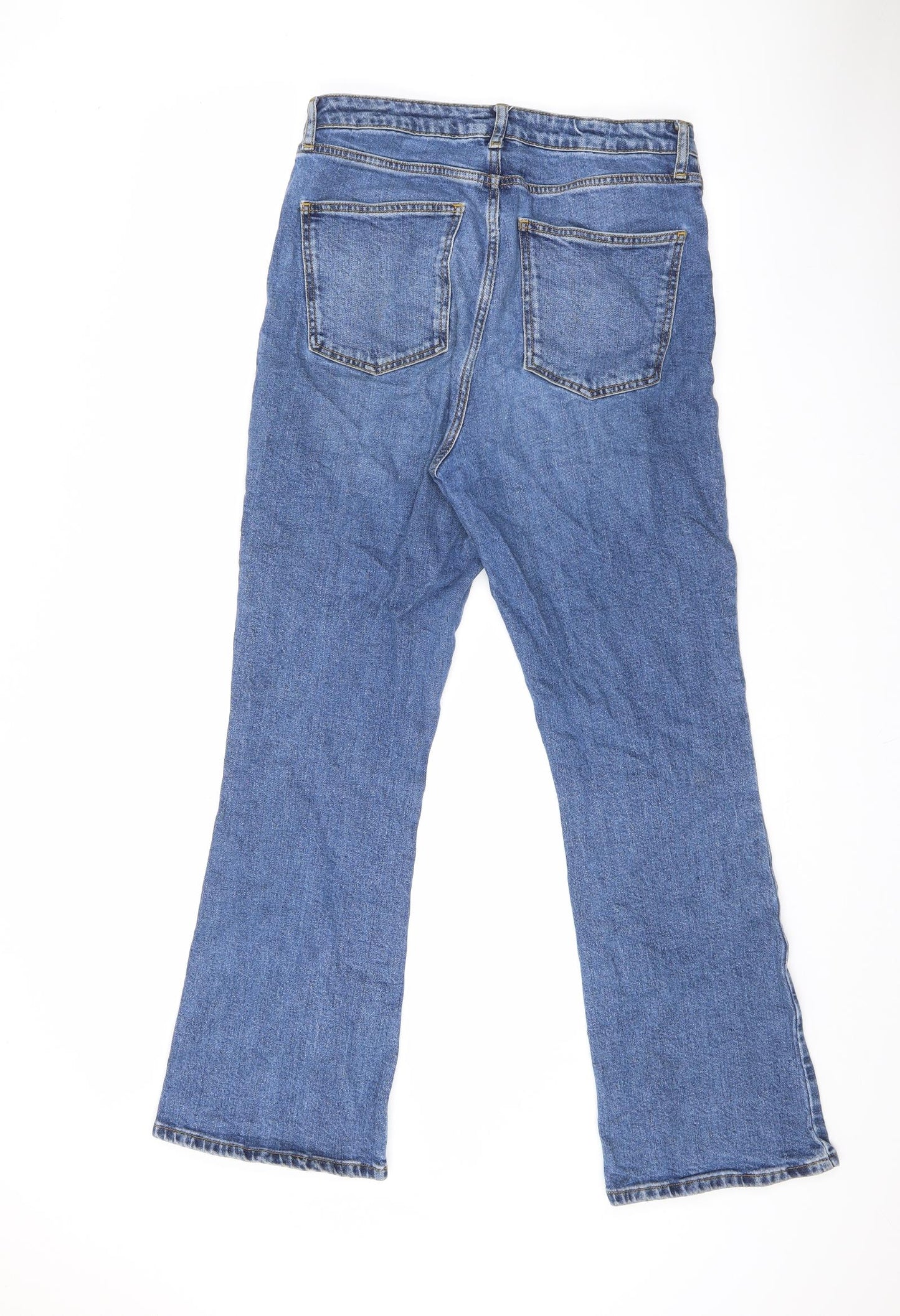 Topshop Womens Blue Cotton Straight Jeans Size 32 in L36 in Regular Zip