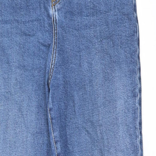 Topshop Womens Blue Cotton Straight Jeans Size 32 in L36 in Regular Zip