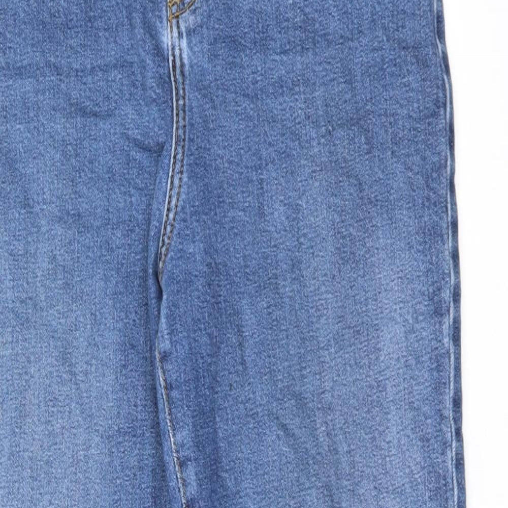 Topshop Womens Blue Cotton Straight Jeans Size 32 in L36 in Regular Zip