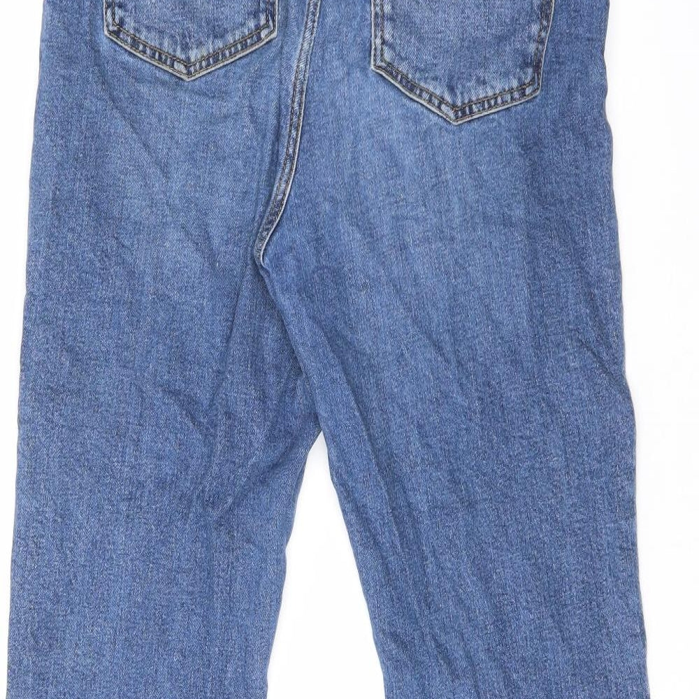 Topshop Womens Blue Cotton Straight Jeans Size 32 in L36 in Regular Zip