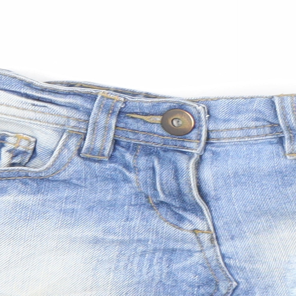 NEXT Girls Blue Cotton Mini Skirt Size 3 Years Regular Zip