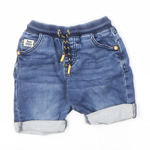 F&F Boys Blue Cotton Bermuda Shorts Size 2-3 Years Regular Drawstring