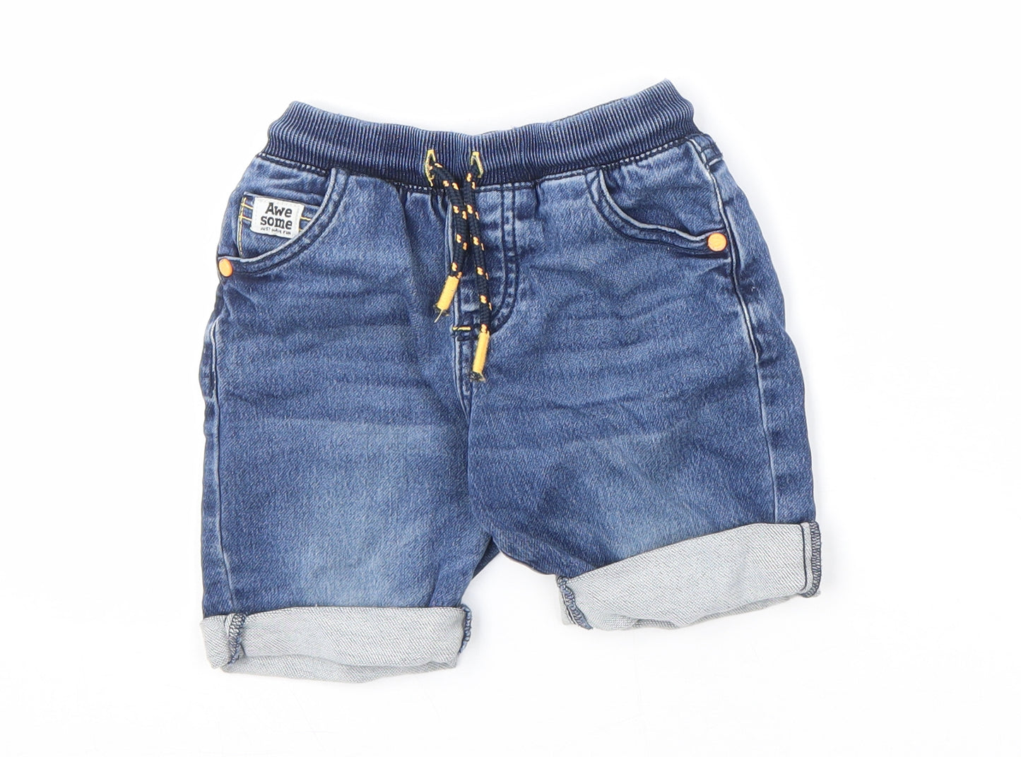 F&F Boys Blue Cotton Bermuda Shorts Size 2-3 Years Regular Drawstring