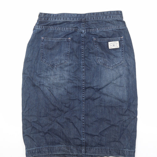 Brakeburn Womens Blue Cotton A-Line Skirt Size 10 Zip