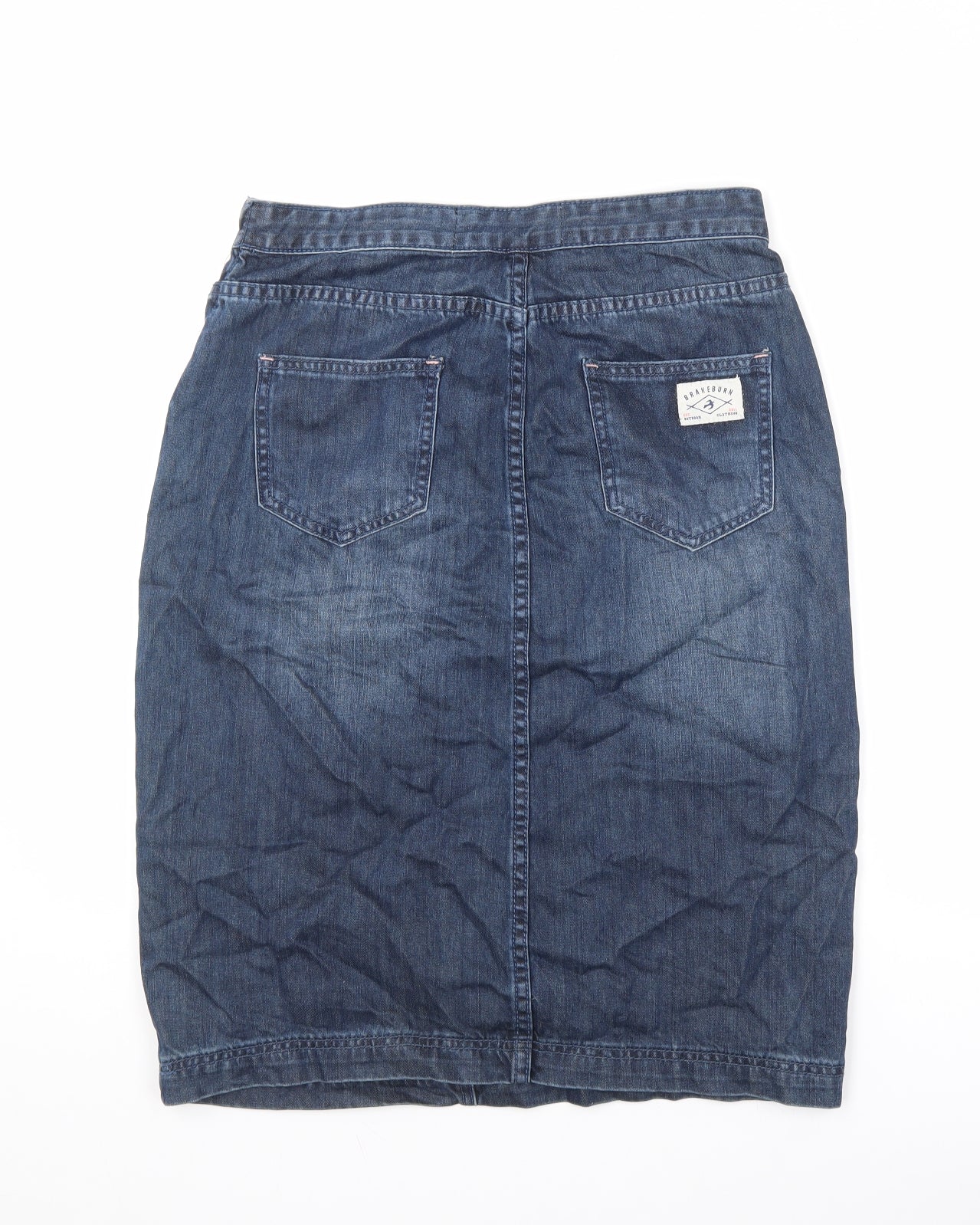 Brakeburn Womens Blue Cotton A-Line Skirt Size 10 Zip