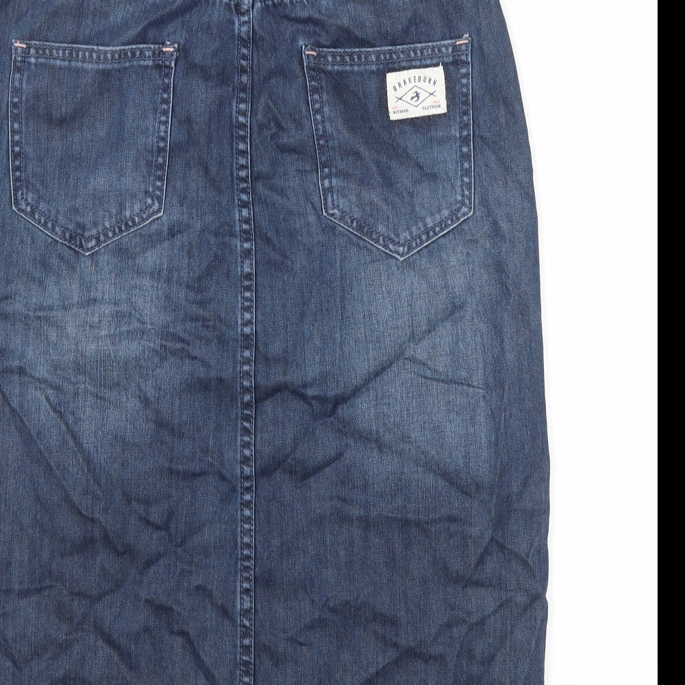 Brakeburn Womens Blue Cotton A-Line Skirt Size 10 Zip