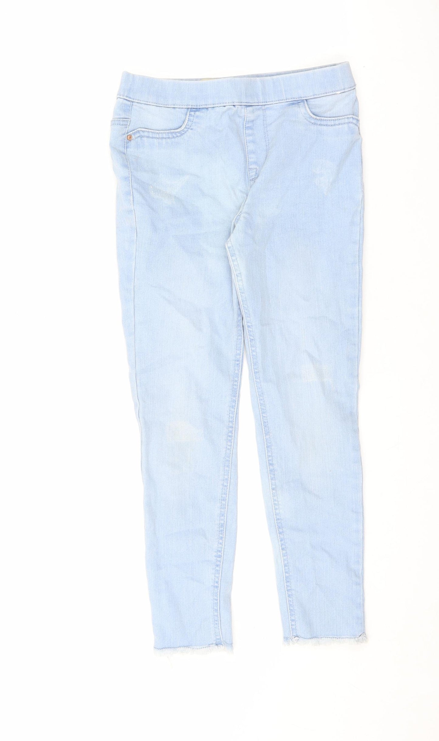 Denim & Co. Girls Blue Cotton Jegging Jeans Size 9-10 Years L21.5 in Regular Pullover - Raw Hem