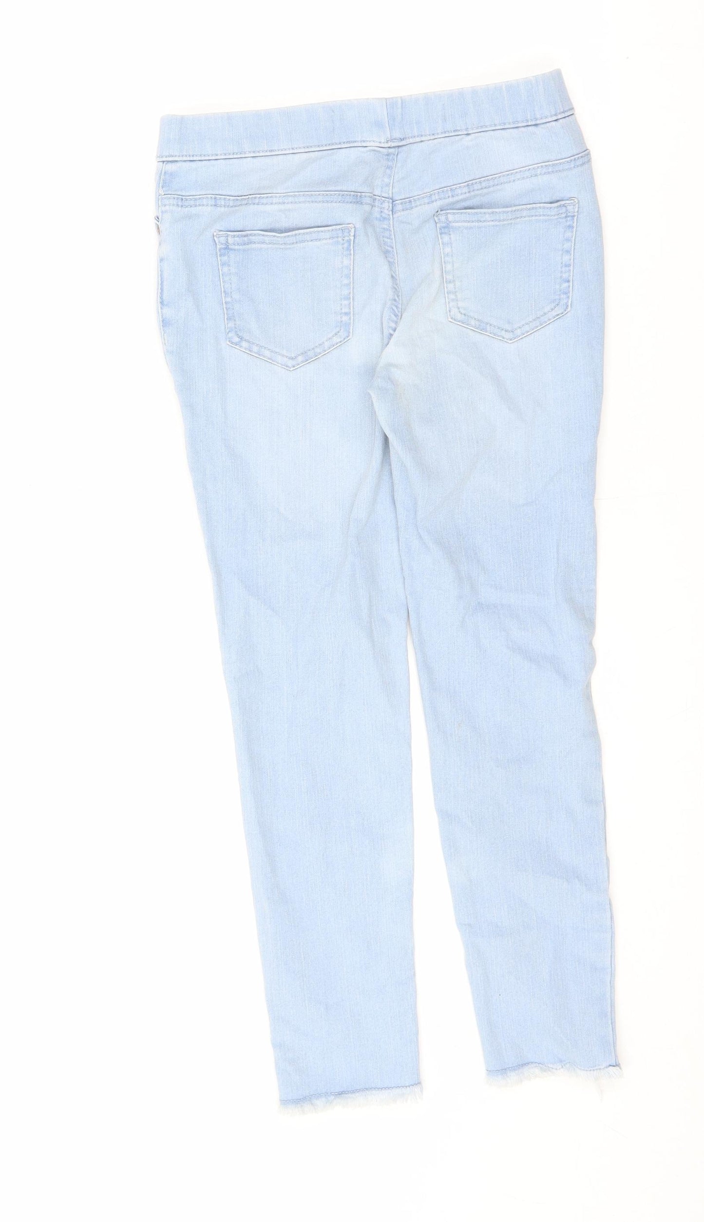 Denim & Co. Girls Blue Cotton Jegging Jeans Size 9-10 Years L21.5 in Regular Pullover - Raw Hem