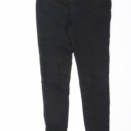 Marks and Spencer Womens Black Cotton Straight Jeans Size 8 L27 in Regular Button