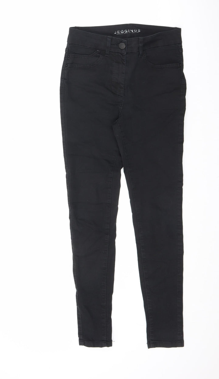 Marks and Spencer Womens Black Cotton Straight Jeans Size 8 L27 in Regular Button