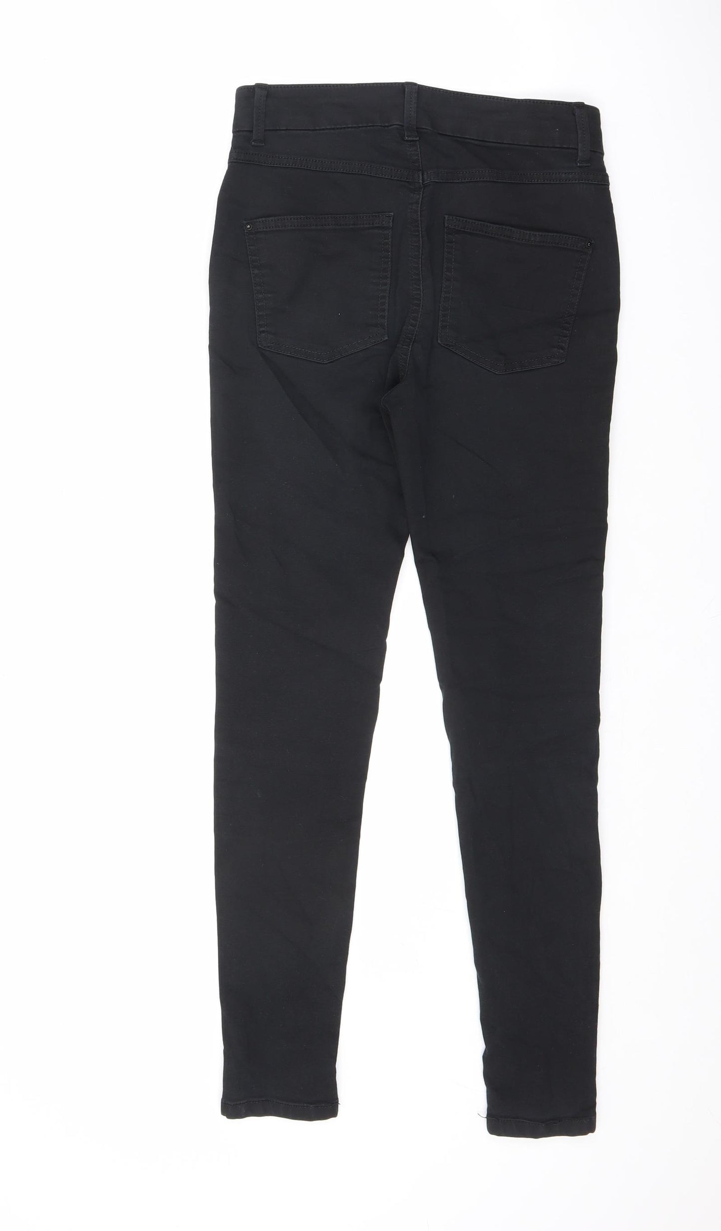 Marks and Spencer Womens Black Cotton Straight Jeans Size 8 L27 in Regular Button