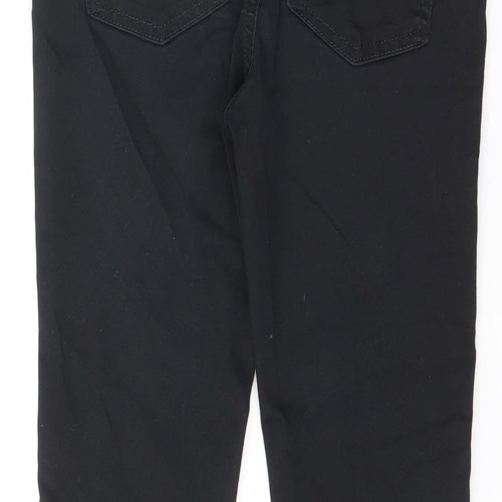 Marks and Spencer Womens Black Cotton Straight Jeans Size 8 L27 in Regular Button