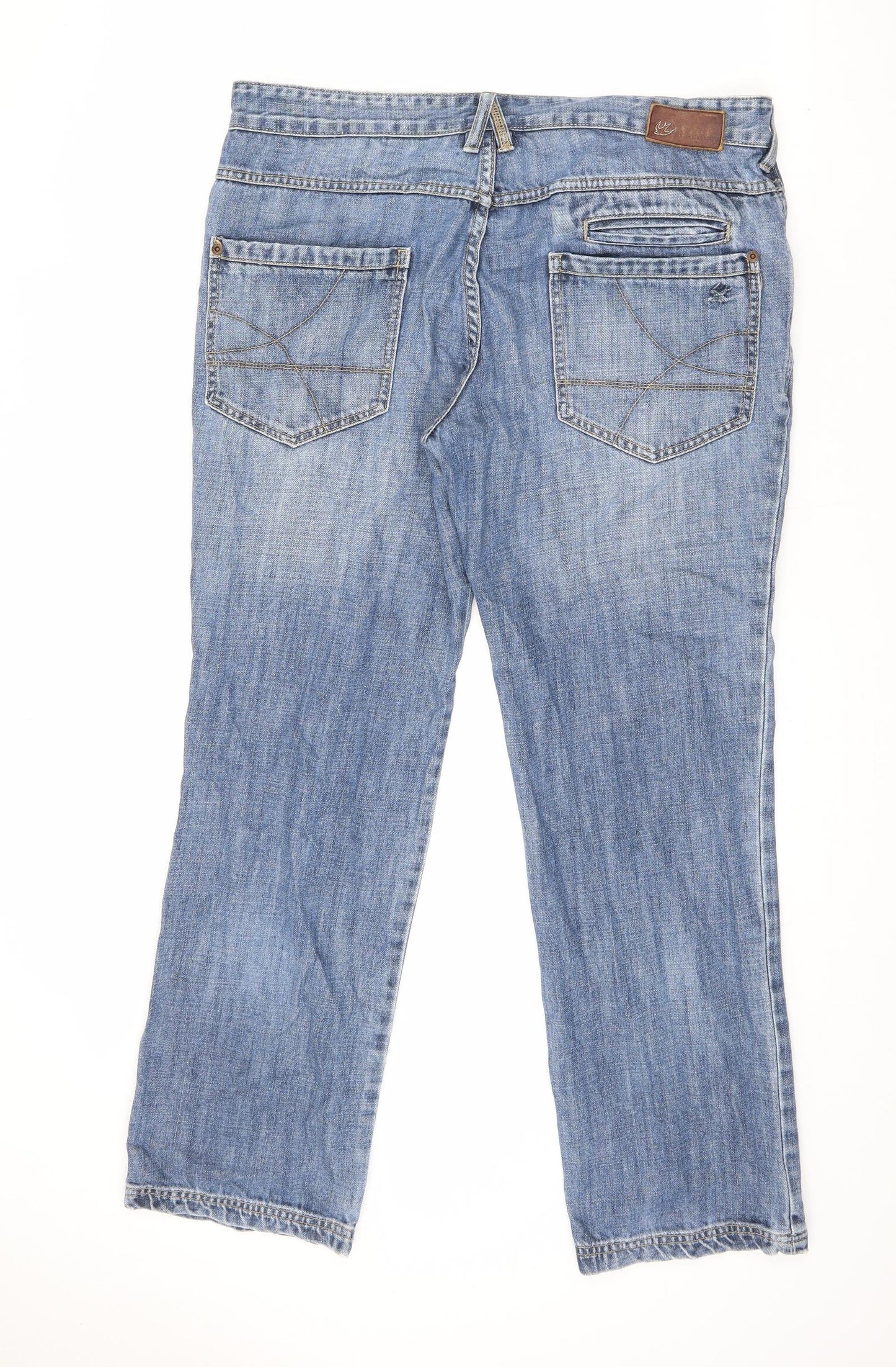 John Rocha Mens Blue Cotton Straight Jeans Size 34 in L30 in Regular Button