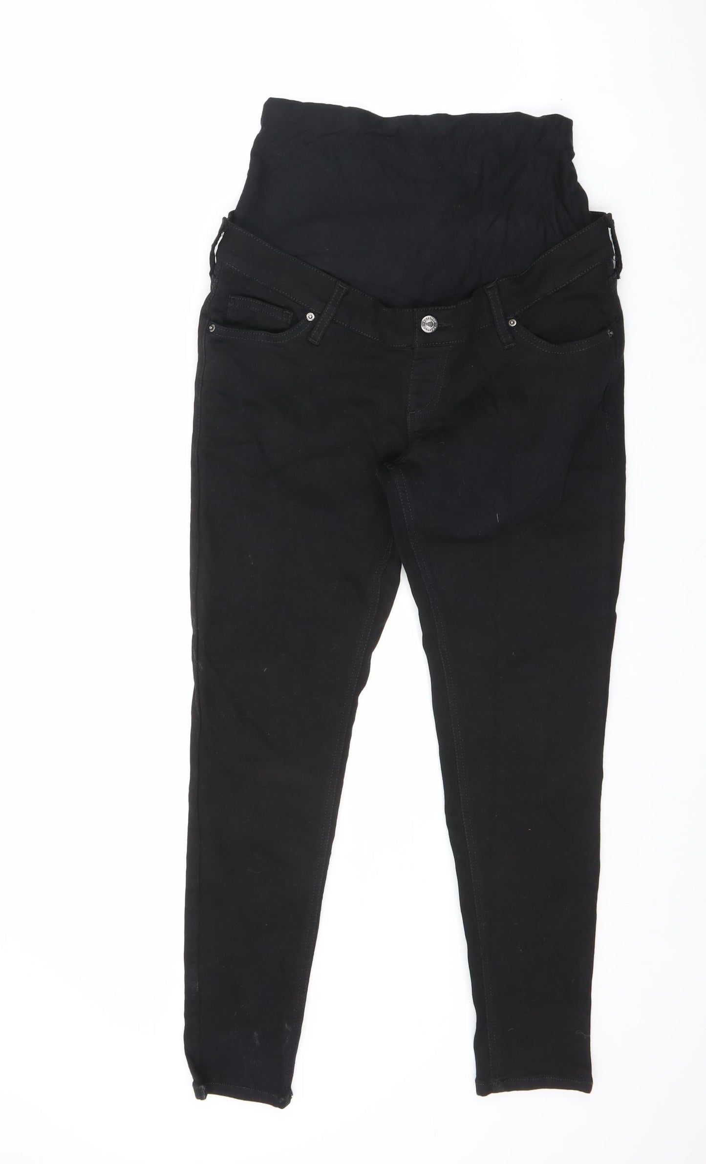 Topshop Womens Black Cotton Straight Jeans Size 28 in L30 in Regular Button