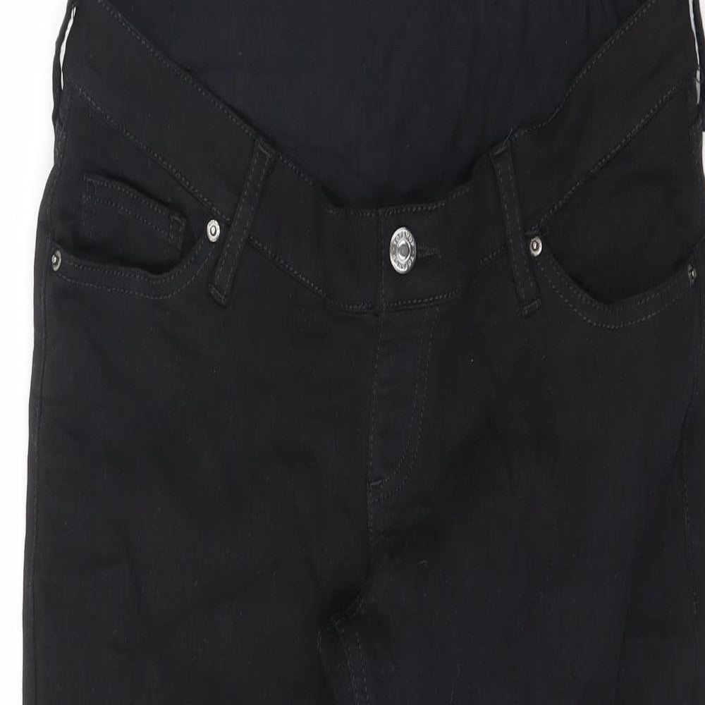 Topshop Womens Black Cotton Straight Jeans Size 28 in L30 in Regular Button