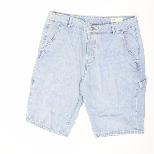 Denim & Co. Mens Blue Cotton Cargo Shorts Size 38 in L12 in Relaxed Zip