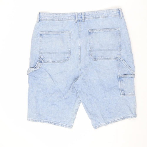 Denim & Co. Mens Blue Cotton Cargo Shorts Size 38 in L12 in Relaxed Zip