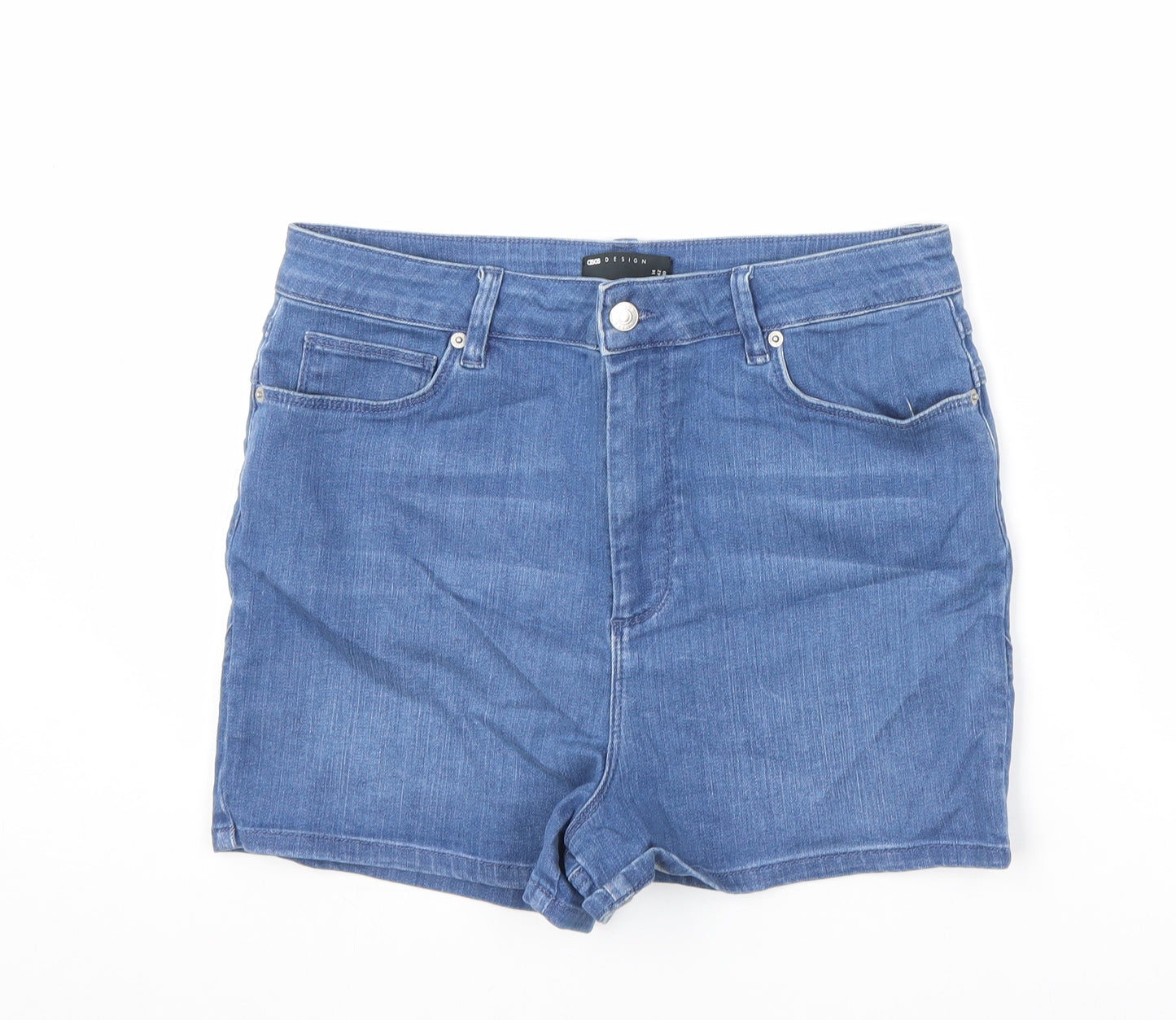 ASOS Womens Blue Cotton Hot Pants Shorts Size 14 L3 in Regular Zip