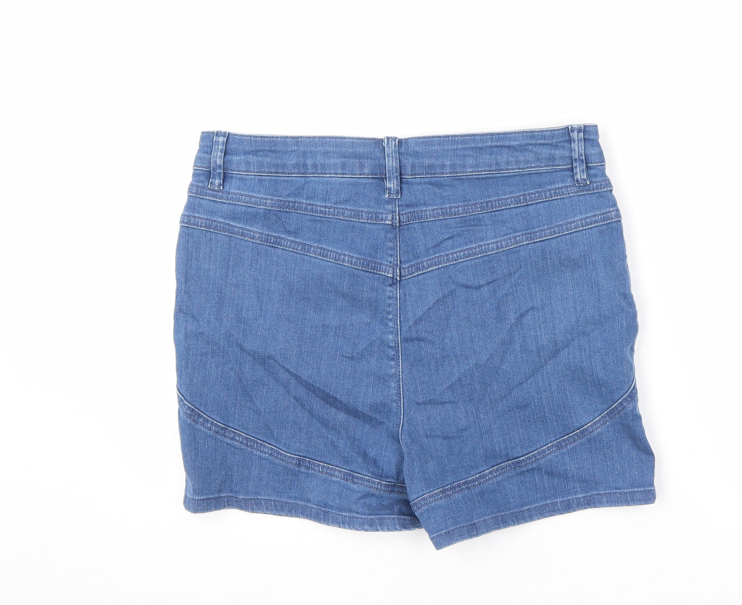 ASOS Womens Blue Cotton Hot Pants Shorts Size 14 L3 in Regular Zip