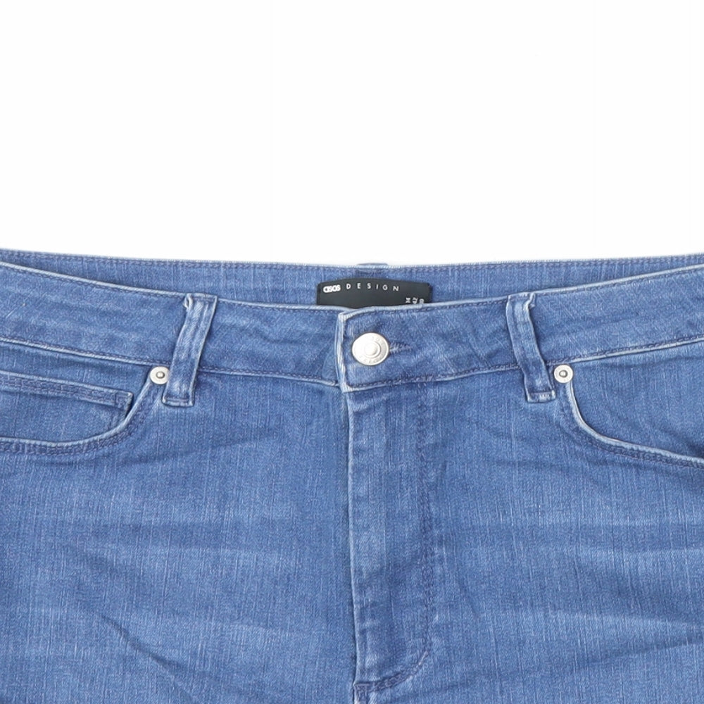 ASOS Womens Blue Cotton Hot Pants Shorts Size 14 L3 in Regular Zip