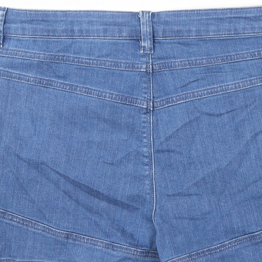 ASOS Womens Blue Cotton Hot Pants Shorts Size 14 L3 in Regular Zip