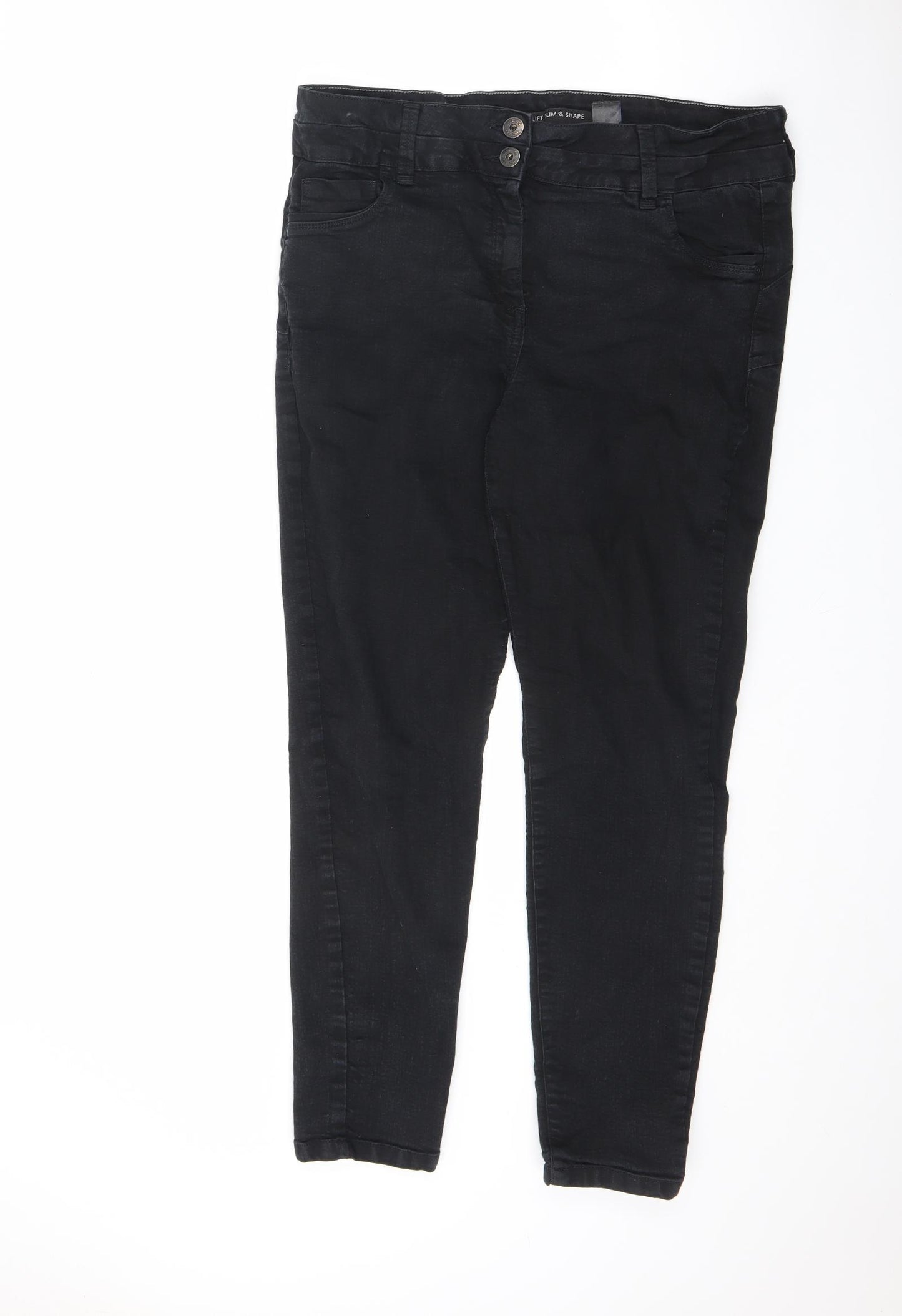 NEXT Womens Black Cotton Skinny Jeans Size 18 L28 in Slim Zip