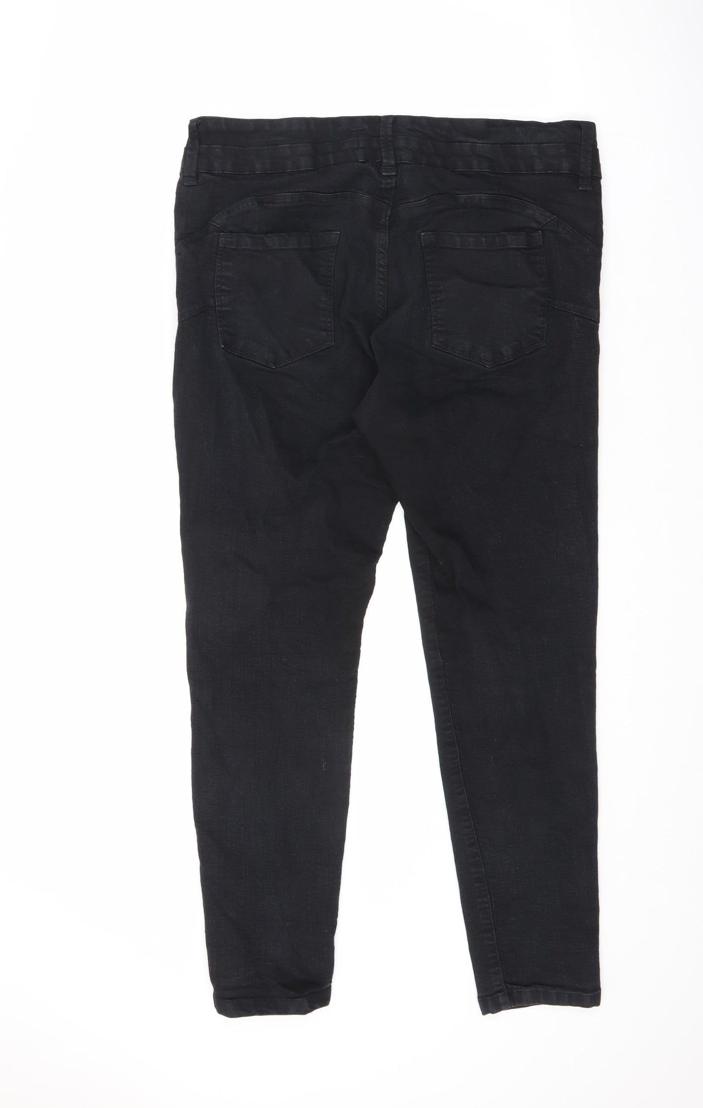 NEXT Womens Black Cotton Skinny Jeans Size 18 L28 in Slim Zip