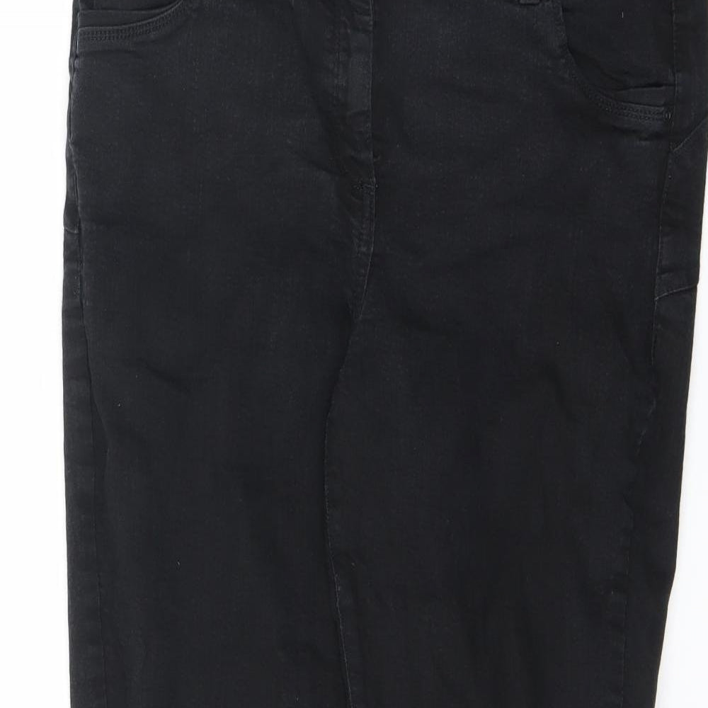 NEXT Womens Black Cotton Skinny Jeans Size 18 L28 in Slim Zip