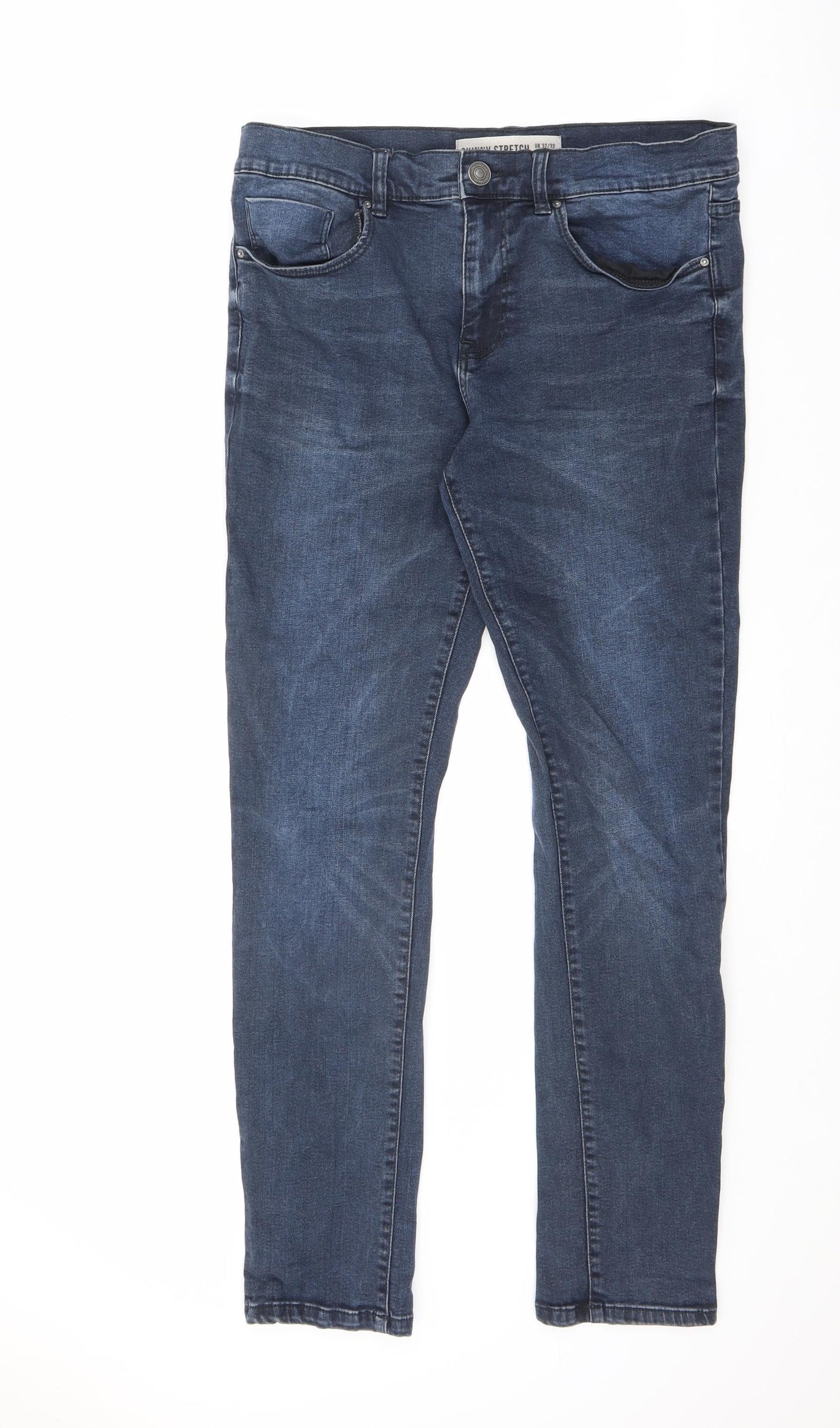 New Look Mens Blue Cotton Skinny Jeans Size 32 in L32 in Slim Zip