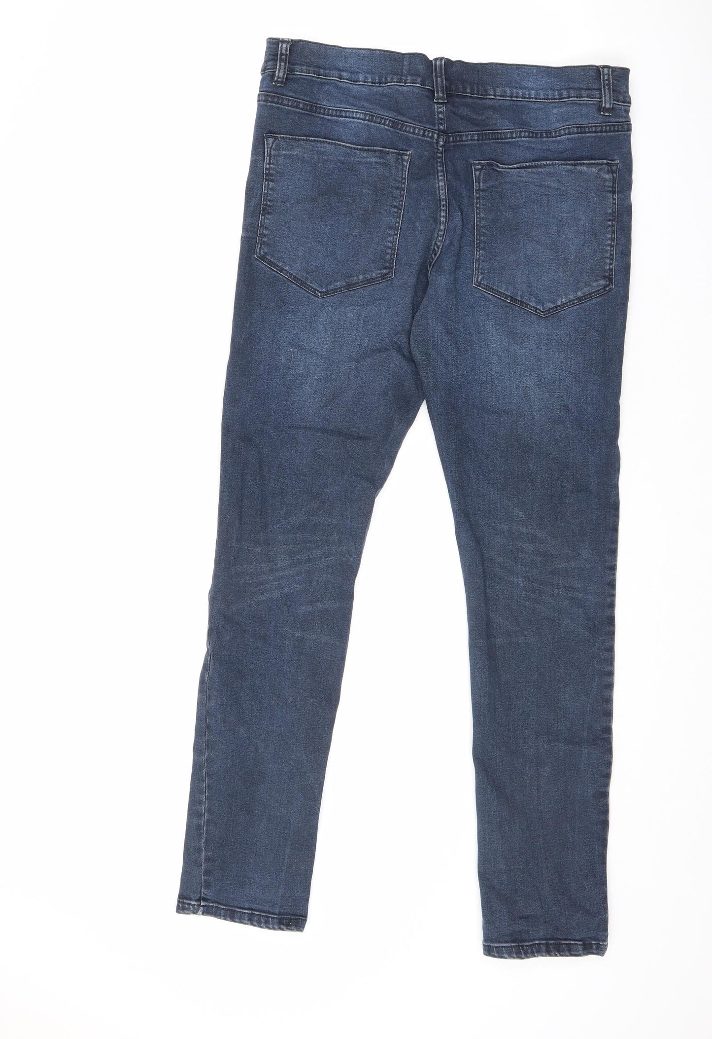 New Look Mens Blue Cotton Skinny Jeans Size 32 in L32 in Slim Zip