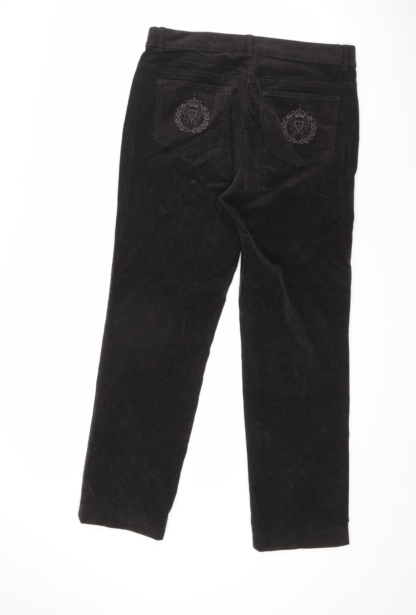 Steilmann Womens Brown Cotton Capri Trousers Size 14 L28.5 in Regular Zip