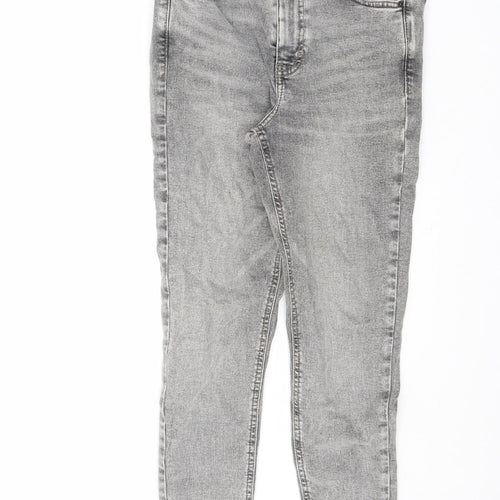 Topshop Womens Grey Cotton Skinny Jeans Size 28 in L30 in Regular Zip
