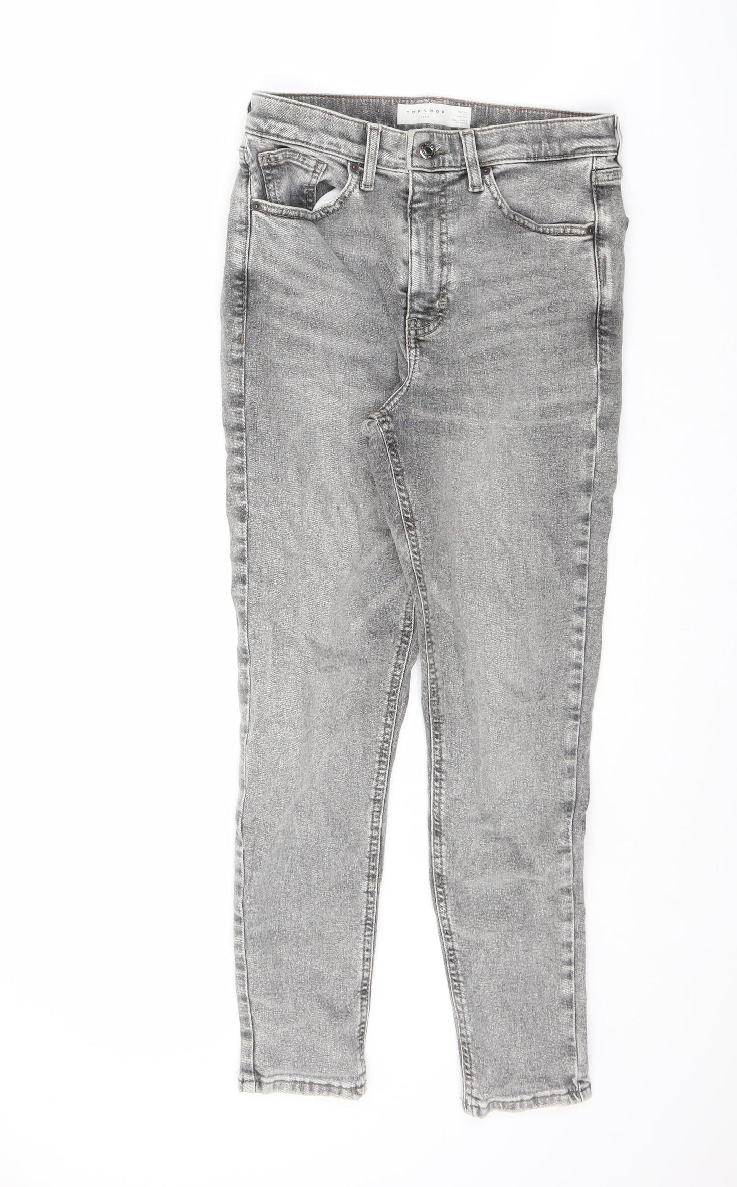 Topshop Womens Grey Cotton Skinny Jeans Size 28 in L30 in Regular Zip