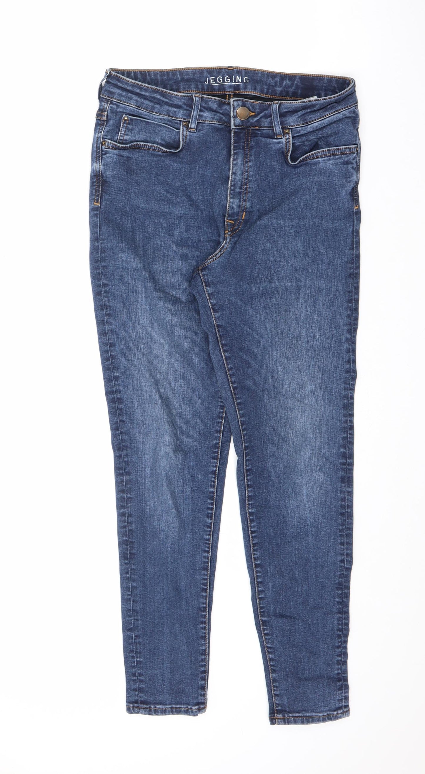 Marks and Spencer Womens Blue Cotton Jegging Jeans Size 12 L27 in Regular Zip