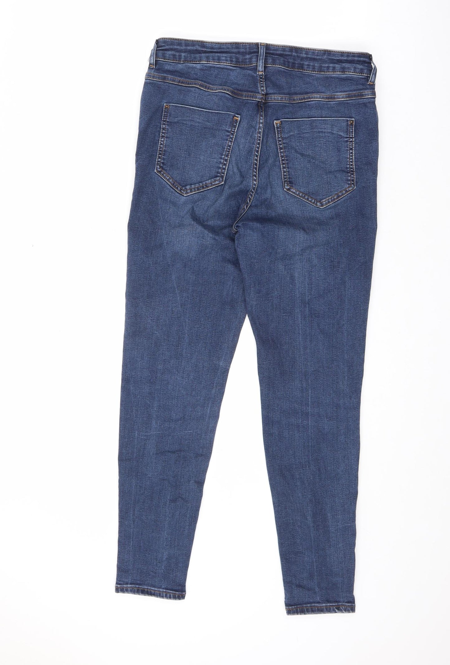 Marks and Spencer Womens Blue Cotton Jegging Jeans Size 12 L27 in Regular Zip